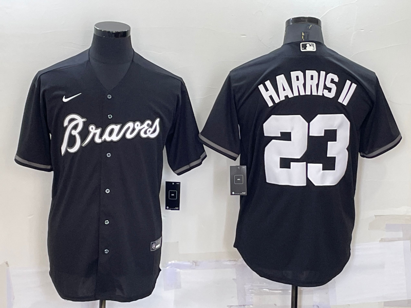 Men's Atlanta Braves #23 Michael Harris II Black Cool Base Stitched Baseball Jersey Men's Atlanta Braves #23 Michael Harris II Black Cool Base Stitched Baseball Jersey